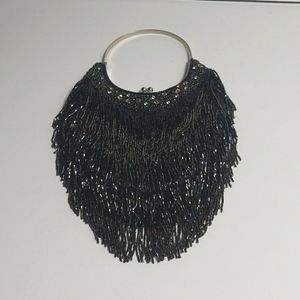 Black beaded evening bag